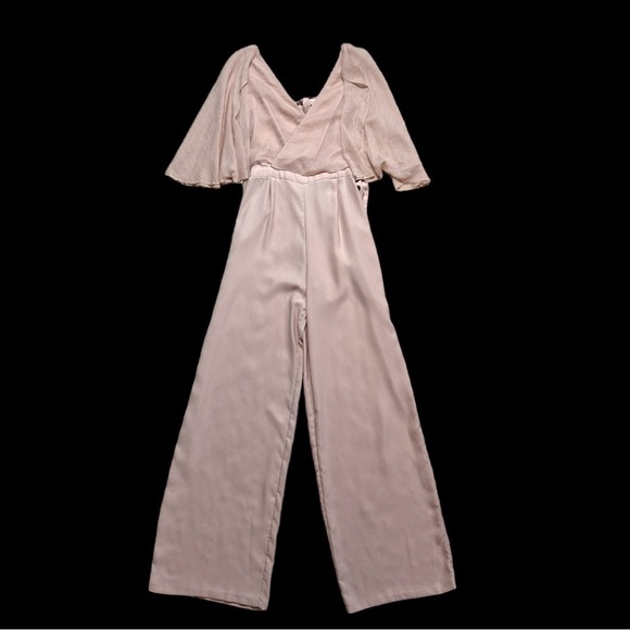 Zara Basic Blush Short Flutter Sleeve Jumpsuit US S - Picture 1 of 8